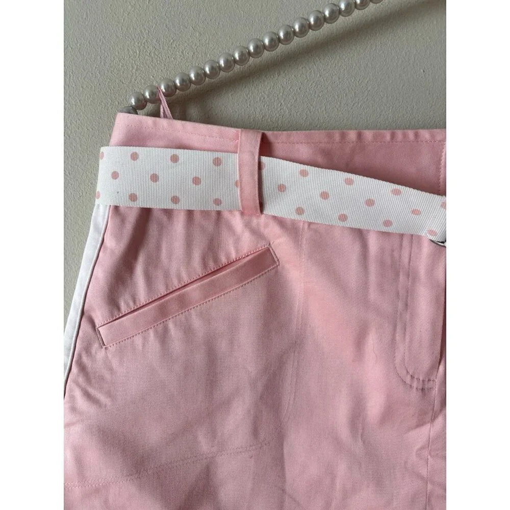 NWT Izod Golf Womens Size 8 Pink Golf Skirt Skort Polka Dot Belt - Picture 2 of 8